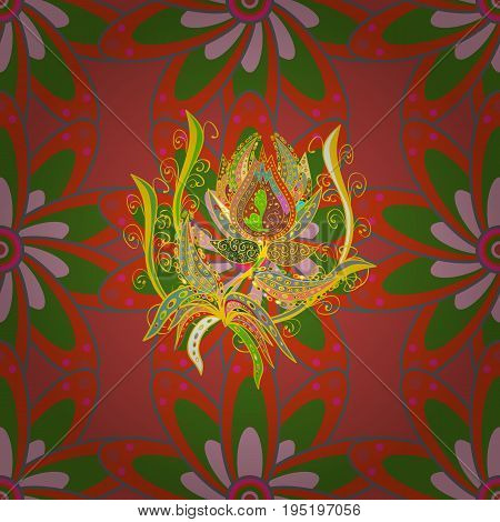 Multicolo elegant little flowers and funny bugs on a background vector texture illustration.