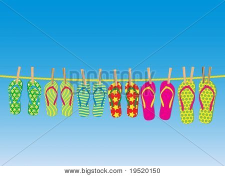 Flip-flop en una cuerda - una ilustración para su proyecto de diseño.