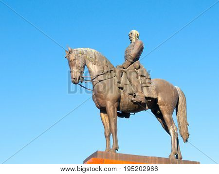 Equestarian statue of Gorgey Artur in Budapest, Hungary.