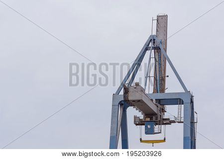 Container crane against blue sky at the port of Hundested Denmark  
