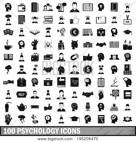 100 psychology icons set in simple style for any design vector illustration