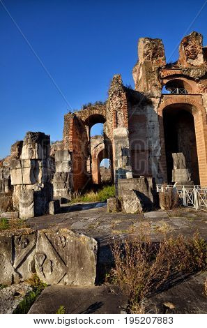 The Amphitheater of Santa Maria Capua Vetere, the second biggest roman amphitheater, tourist destination for cultural trips to Italy