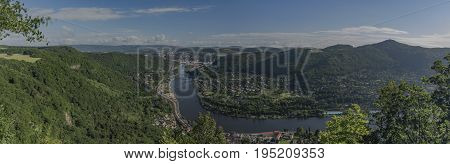View for valley of river Labe with Usti nad Labem city