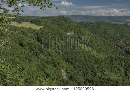 View for valley of river Labe with Usti nad Labem city