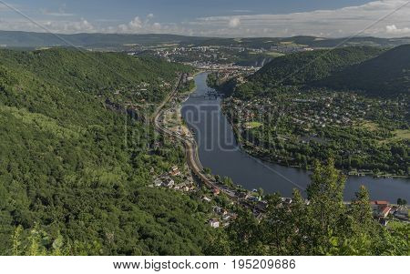 View for valley of river Labe with Usti nad Labem city