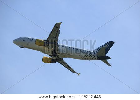 Amsterdam The Netherlands - July 9th 2017: Ec-mbf Vueling Airbus A320-200 Takeoff From Buitenveldert