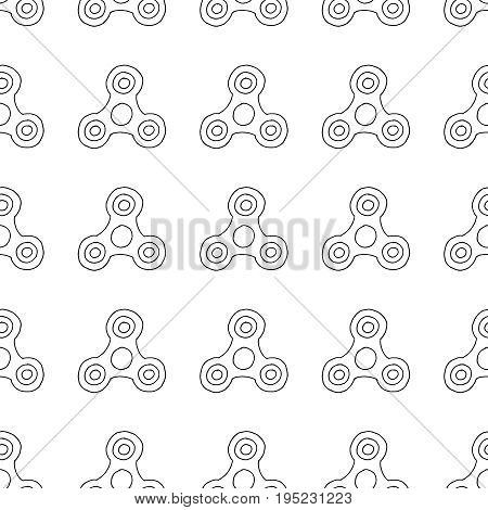 Seamless Pattern Of Hand Spinner Toy - Stress And Anxiety Relief. Hand Drawn Picture