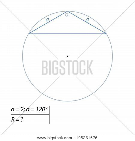 Vector illustration of a geometrical problem to find the diameter of the circumscribed circle