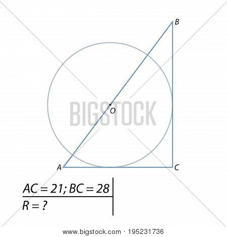 Vector illustration of the problem of finding a circle of radius