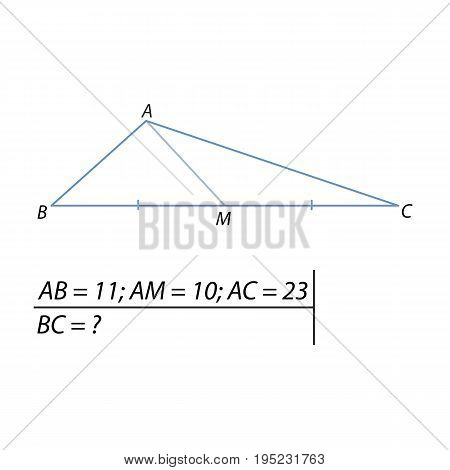 Vector illustration of the problem of finding a third side of the triangle