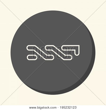 Symbol of digital crypto currency nxt round line icon with illusion of volume simple color change