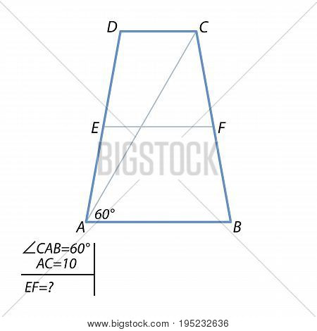 Diagonal equilateral trapezoid is 10 and forms an angle of 60 degrees, with a trapezoid base. Find the center line of the trapezoid.