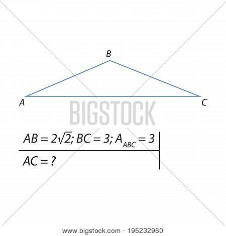 Vector illustration of a geometrical problem for finding the third side of the triangle