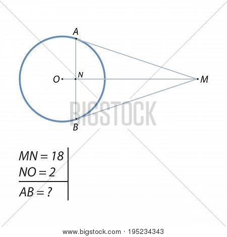 Landing on a circle with center O at points A and B, intersect at point M. Find the chord AB, if the segment MO divided it into sections equal to 2 and 18.