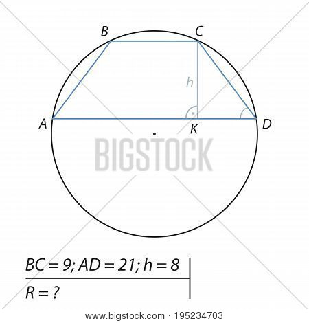 The problem of calculating the radius of the circumscribed circle