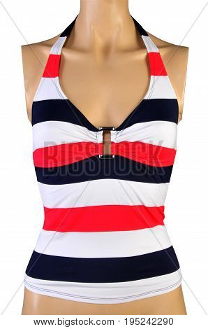 Sport female striped top black red and white pattern