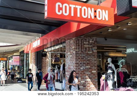 Melbourne, , Australia - February 23, 217: Cotton On is an Australian fashion group with almost 1200 stores. It specializes in fast fashion, often with controversial slogans.