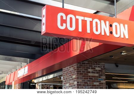 Melbourne, , Australia - February 23, 217: Cotton On is an Australian fashion group with almost 1200 stores. It specializes in fast fashion, often with controversial slogans.