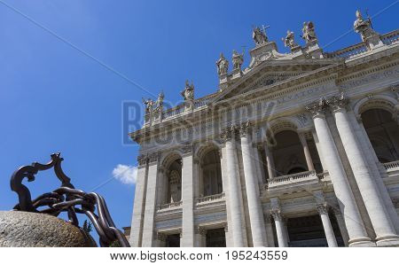 Basilica di San Giovanni in Laterano (St. John Lateran basilica). Facade. Italy Rome June 2017