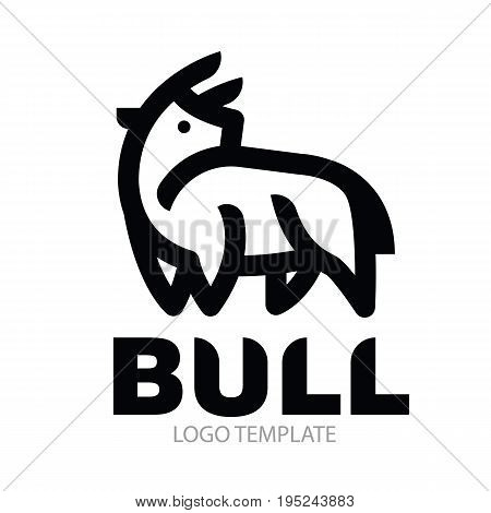 Linear stylized drawing of stand powerful big bull