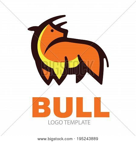 Colorful stylized drawing of stand powerful golden bull