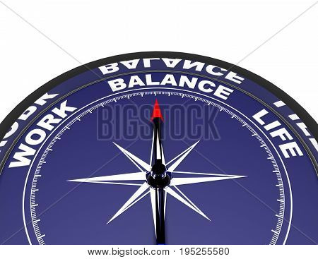 3D Compass Concept Work Life Balance .3D Rendered Illustration