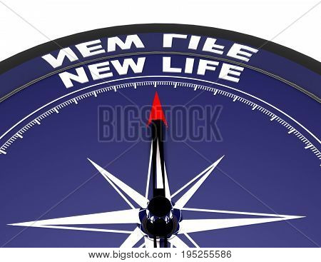 3D Compass Concept New Life .3D Rendered Illustration