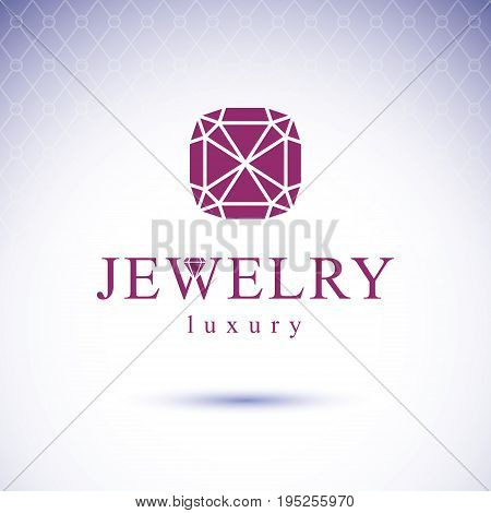 Vector abstract geometric shape best for use as creative business logo. Faceted gemstone or brilliant.