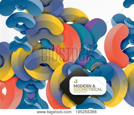 Abstract color geometric round shapes on white - elements with shadow, colorful composition