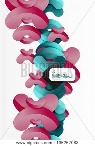 Abstract color geometric round shapes on white - elements with shadow, colorful composition