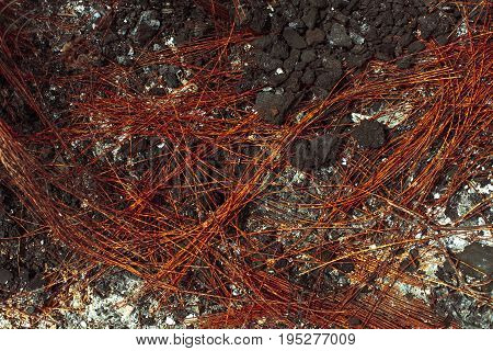 Metal Carcass Of The Burnt Automobile Rubber Tire