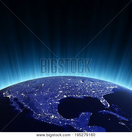 USA at night. Maps from NASA imagery
