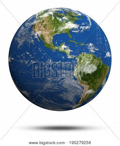 Planet Earth 3d render. Earth globe model, maps courtesy of NASA
