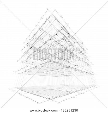 Construction in architecture. design and 3d model