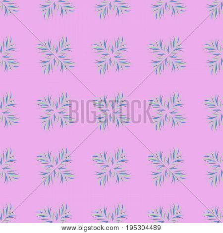 Seamless pattern in vintage style with bouquets of leaves. Vector illustration. On colorful background.