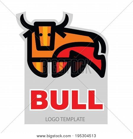 Colorful stylized drawing of stand powerful bull