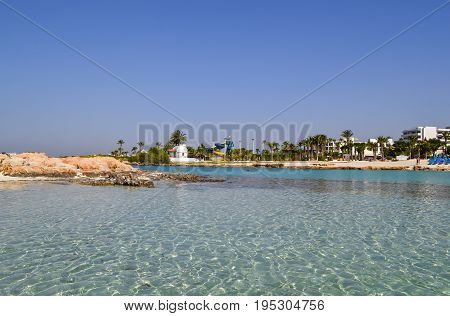 Beautiful lagoon beach on Cyprus island near Ayia Napa