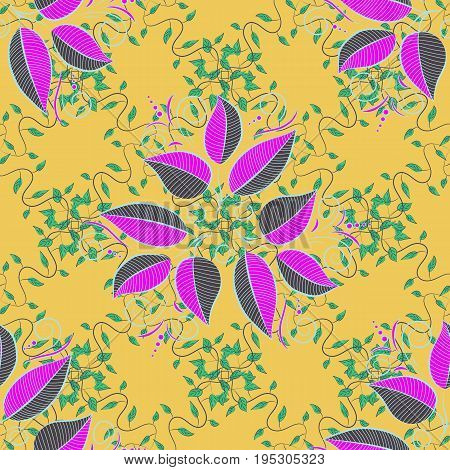 Seamless floral pattern with leaves watercolor. Leaves on colorful background.Colour Spring Theme seamless pattern Background. Flat Leaf Elements Design Vector illustration.