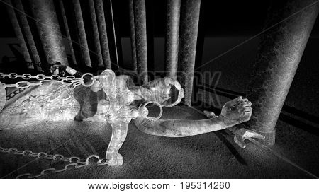 Broken lady of justice 3d rendering