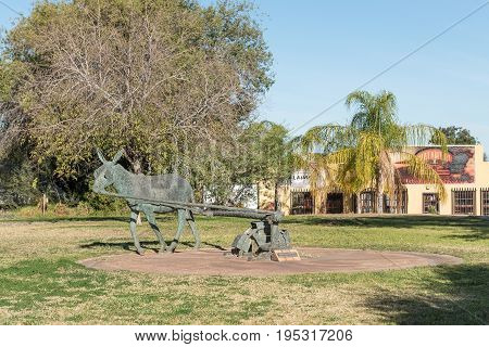 UPINGTON SOUTH AFRICA - JUNE 11 2017: The donkey monument in Upington in the Northern Cape Province