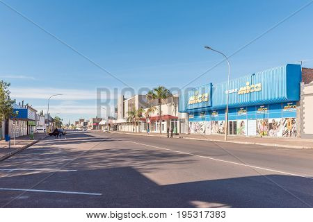 UPINGTON SOUTH AFRICA - JUNE 11 2017: A late afternoon street scene in Upington in the Northern Cape Province