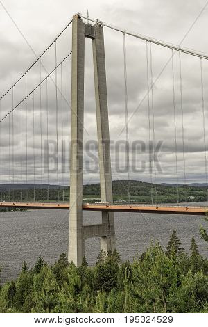 The High Coast Bride in Sweden with a cloudy sky.