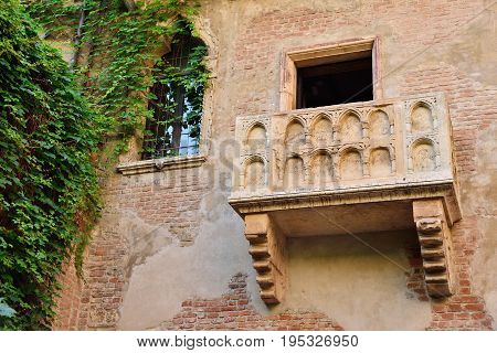 Balcony by Juliet house in Verona Veneto region Italy.