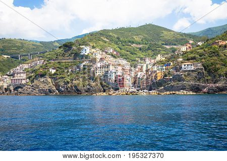 Riomaggiore In Cinque Terre, Italy - Summer 2016 - View From The Sea