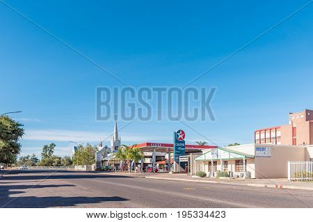 UPINGTON SOUTH AFRICA - JUNE 11 2017: A late afternoon street scene in Upington in the Northern Cape Province