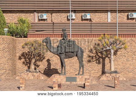 UPINGTON SOUTH AFRICA - JUNE 11 2017: The Desert Patrol Statue in Upington commemorates the South African Mounted Police and their camels