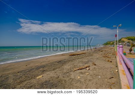Beautiful sand beach at Same Atacames, in a sunny day in the Ecuadorian coasts.