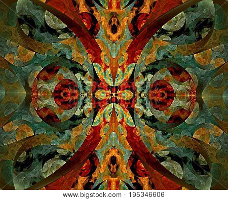 Computer generated fractal artwork imaging the old slavian mosaic