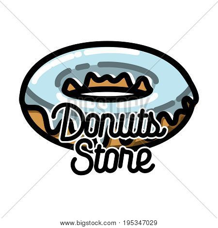 Color vintage donuts store emblem. Vector illustration, EPS 10