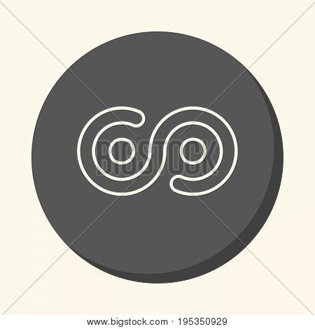 Titcoin round linear icon with illusion of volume simple color change symbol of digital crypto currency